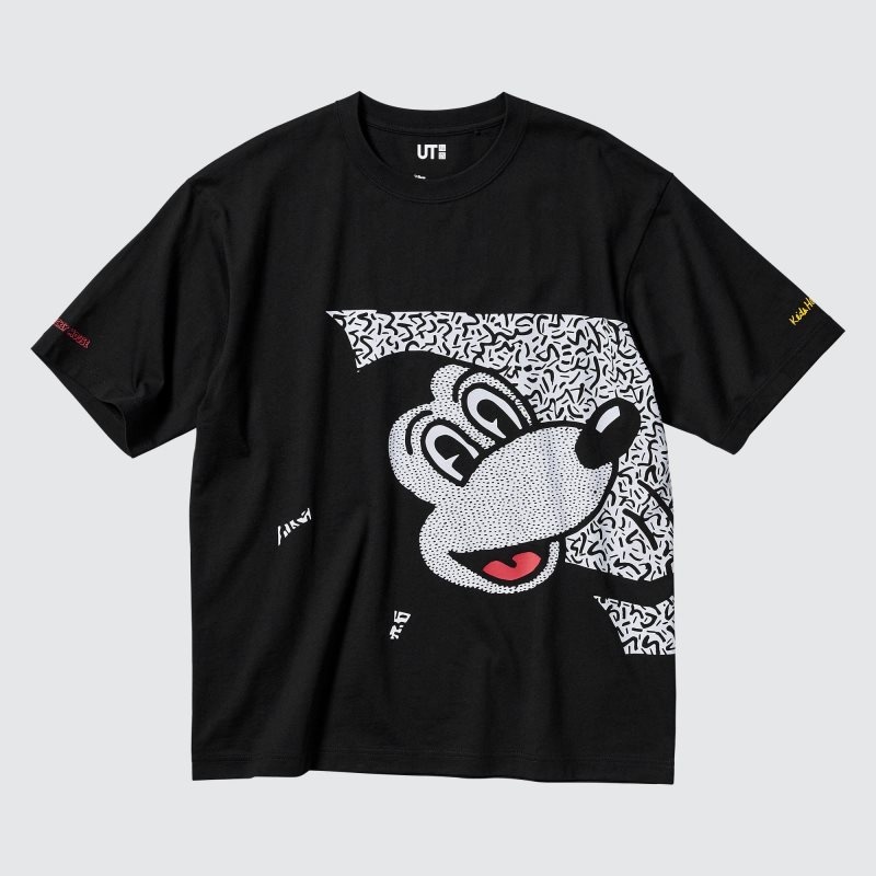 Black Men Uniqlo Mickey Mouse X Keith Haring Ut (Oversized Short-sleeve Graphic) T Shirts | USA PKGMV-8594