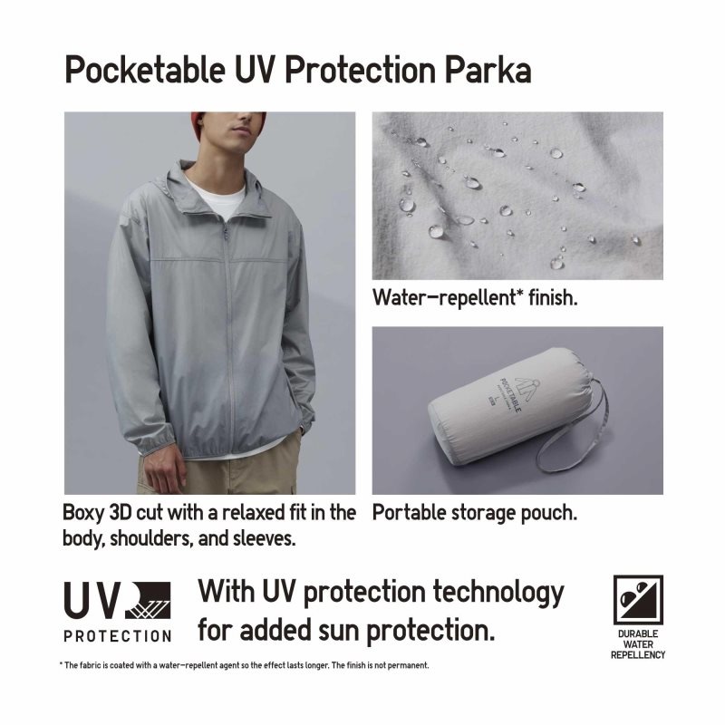 Black Men Uniqlo Pocketable Uv Protection 3d Cut Parka | USA ECDOB-1739