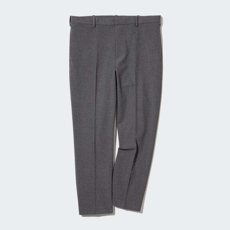 Black Men Uniqlo Smart Ankle (2-way Stretch, Wool-like) Pants | USA RTJNH-9257