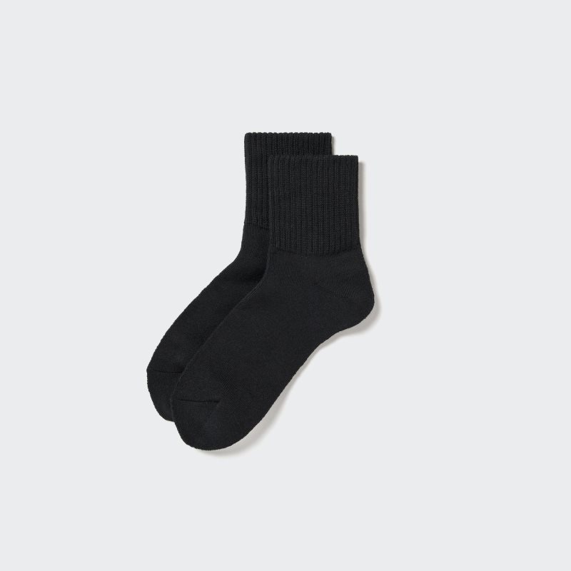 Black Men Uniqlo Soft Pile Half Socks | USA PTRAZ-5823