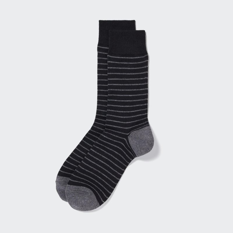 Black Men Uniqlo Striped Socks | USA SAQZT-8140