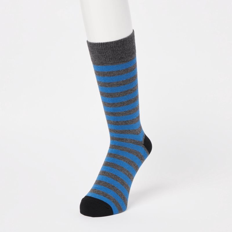 Black Men Uniqlo Striped Socks | USA VACEK-4753