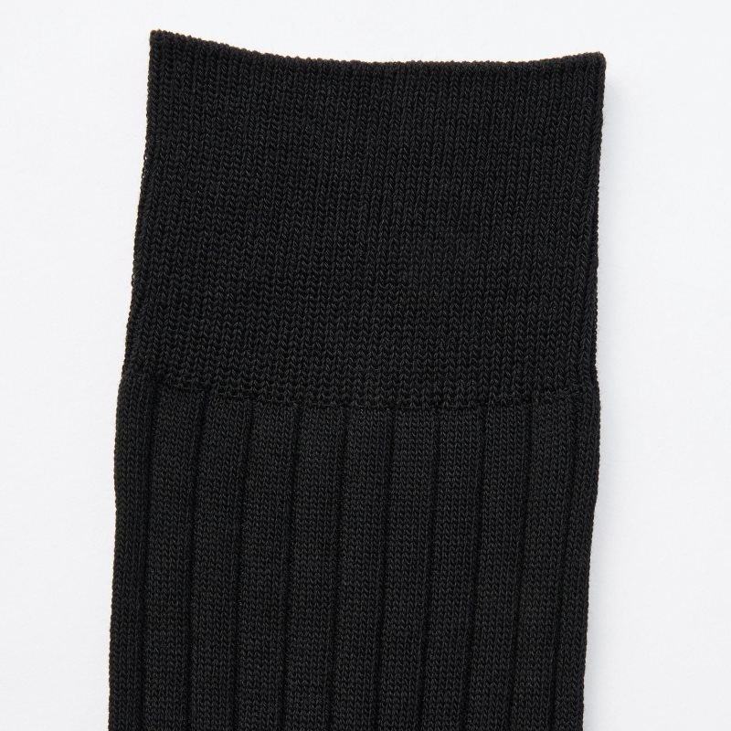 Black Men Uniqlo Supima® Cotton Wide-ribbed Socks | USA XNCIP-7134