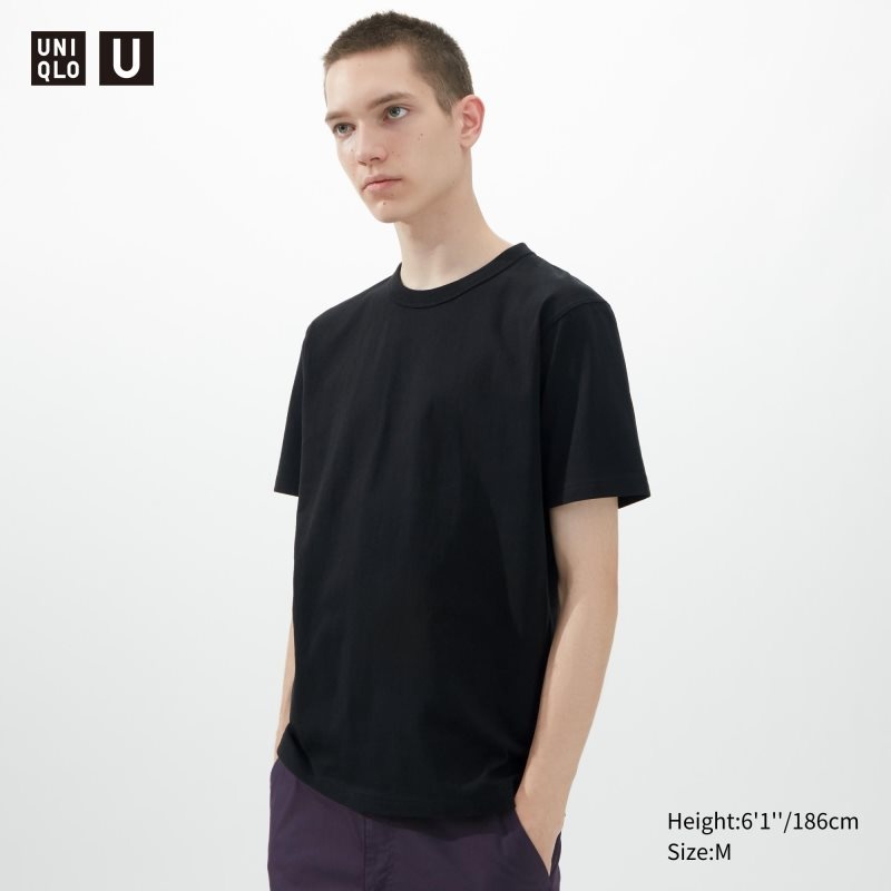 Black Men Uniqlo U Crew Neck Short-sleeve T Shirts | USA FOREY-2576