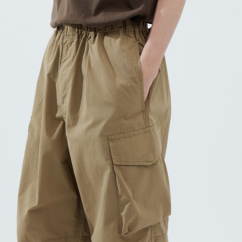 Black Men Uniqlo U Wide-fit Parachute Cargo Pants | USA YAJKE-3602