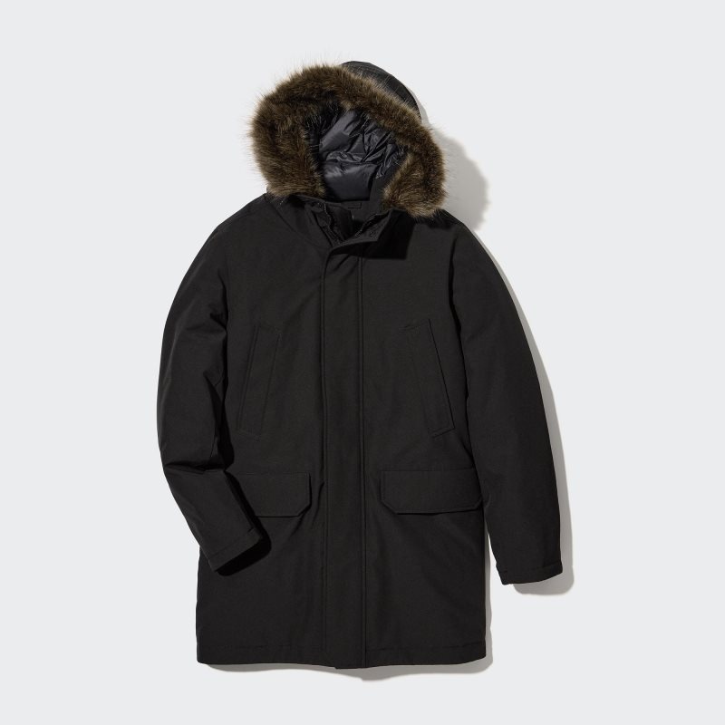 Black Men Uniqlo Ultra Warm Hybrid Down Coats | USA TBDVW-5924