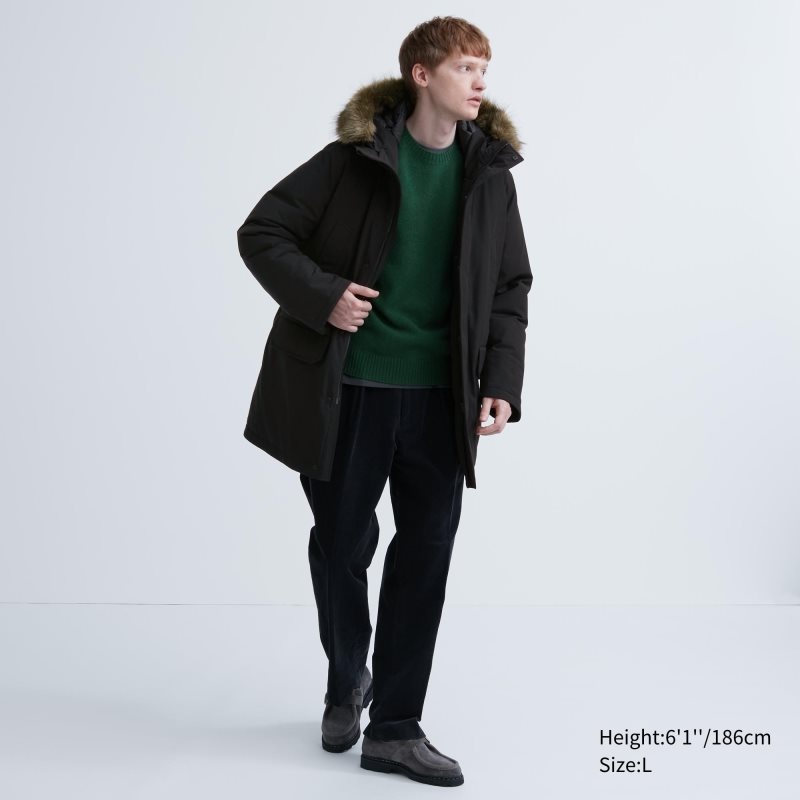 Black Men Uniqlo Ultra Warm Hybrid Down Coats | USA ADJWP-3159