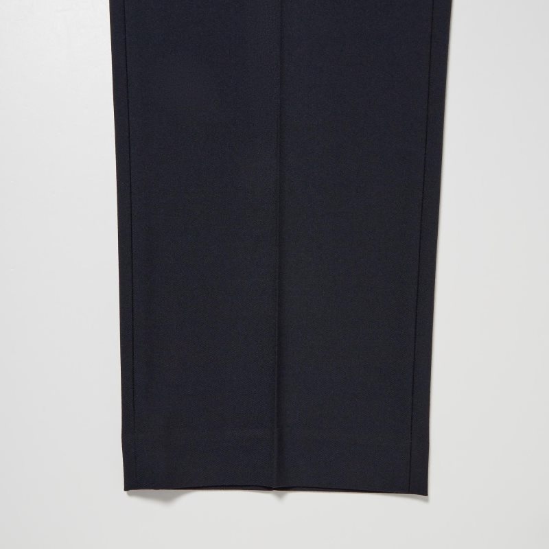 Black Men Uniqlo Wide-fit Pleated Pants | USA PDZFI-8915