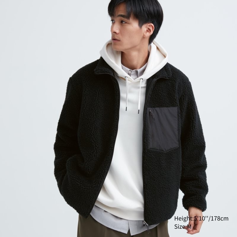 Black Men Uniqlo Windproof Outer Fleece Jackets | USA SGQIW-7013