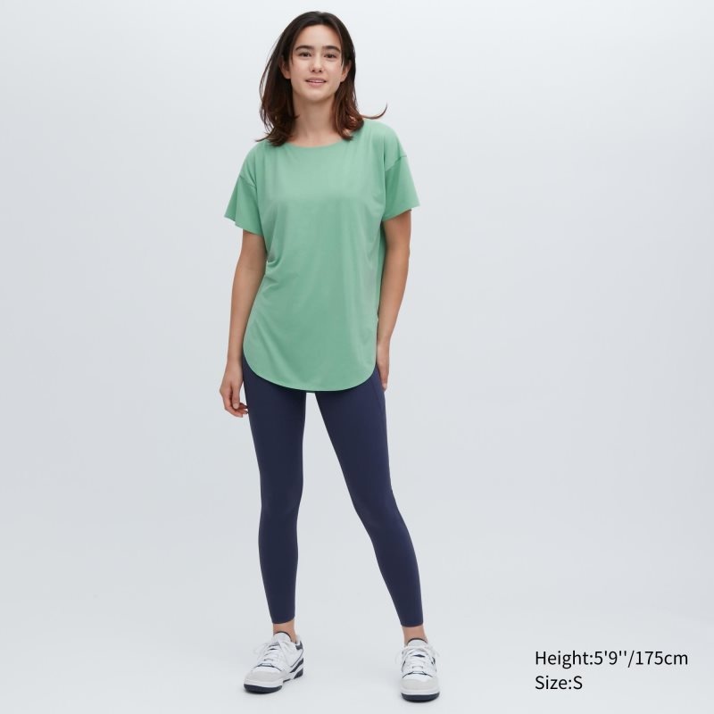 Black Women Uniqlo Airism Seamless Boat Neck Long T Shirts | USA LMINJ-2309