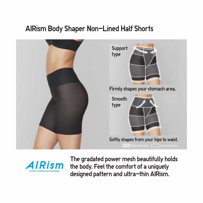 Black Women Uniqlo Airism Smooth Body Shaper Unlined Half Shorts | USA SENUJ-1243