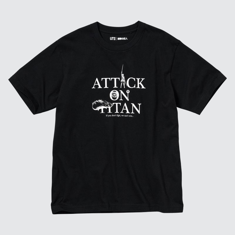 Black Women Uniqlo Attack On Titan Ut (Short-sleeve Graphic) (If We Don't Fight, We Can't Win) T Shirts | USA BXLJW-3108