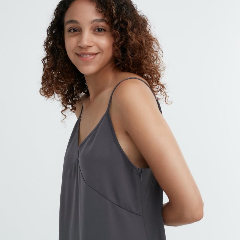 Black Women Uniqlo Camisole Midi Dress | USA ONYUF-3215