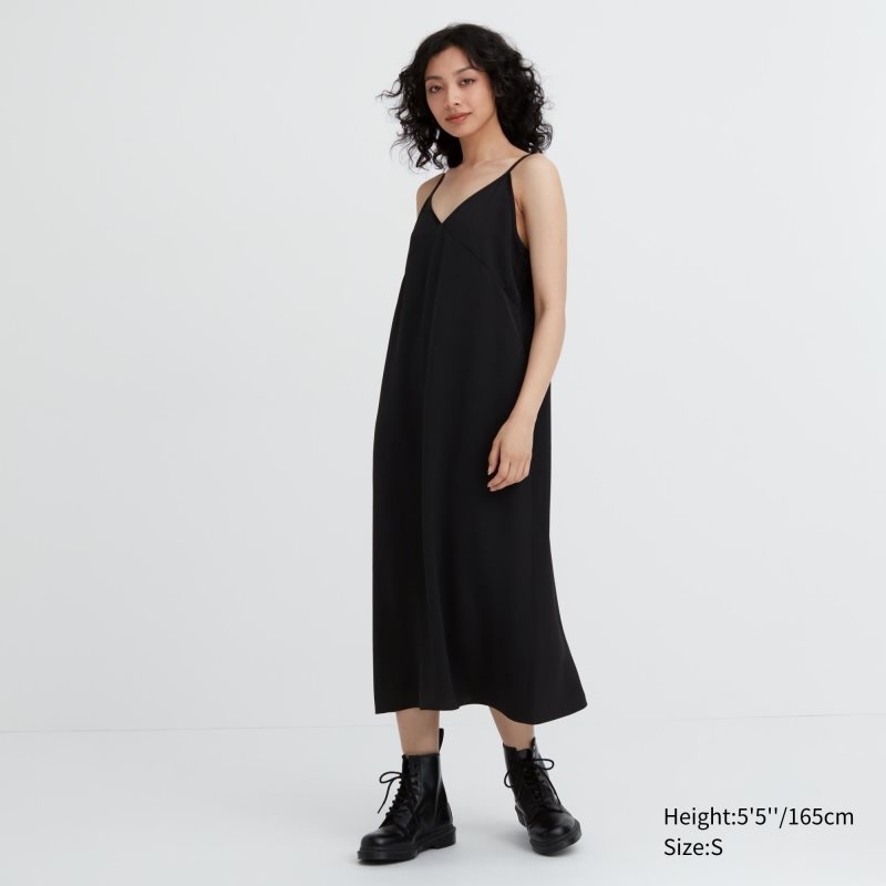 Black Women Uniqlo Camisole Midi Dress | USA ONYUF-3215