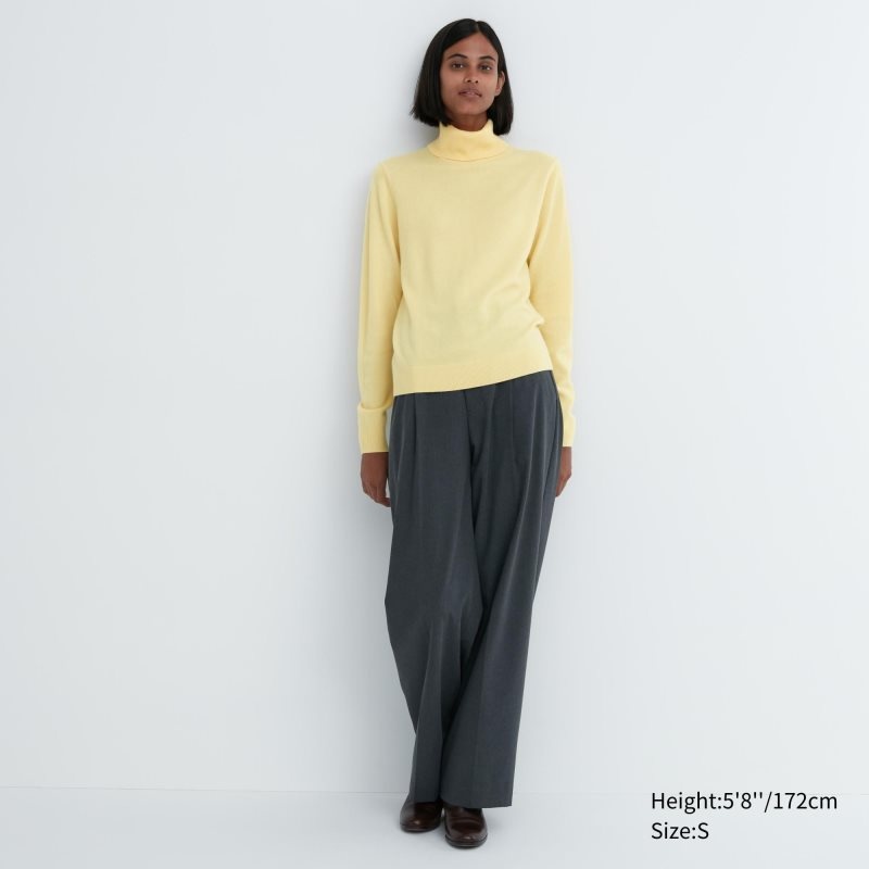 Black Women Uniqlo Cashmere Turtleneck Long-sleeve Sweaters | USA YIZMN-8091