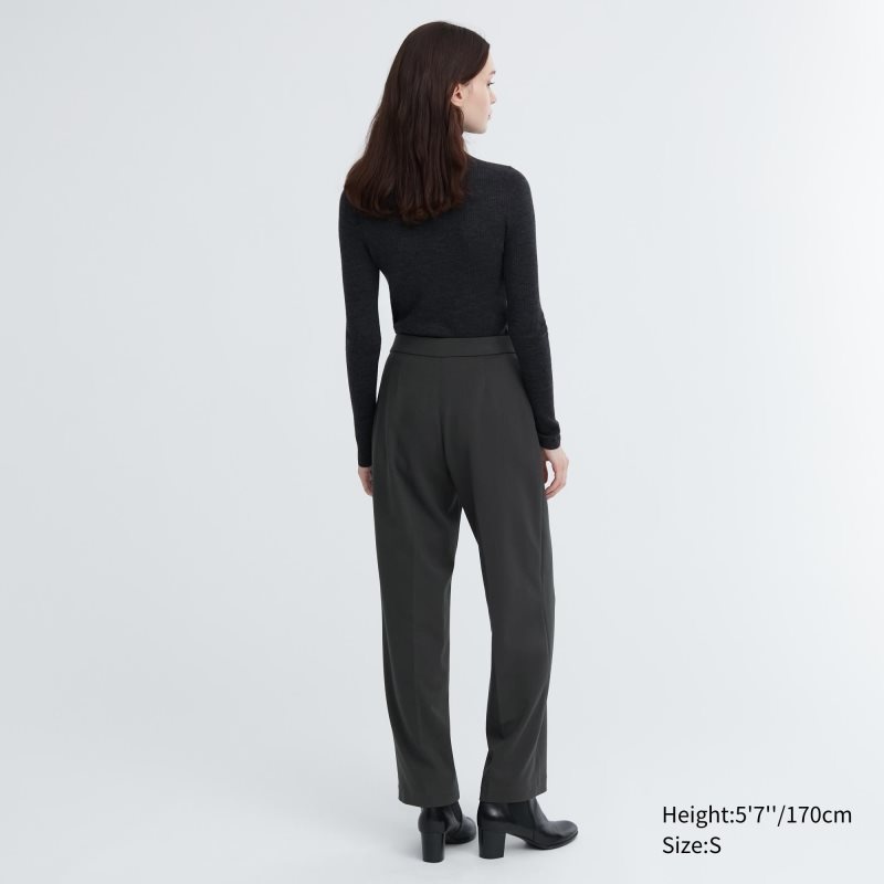 Black Women Uniqlo Easy Wide Straight Pants | USA SBKUF-2108