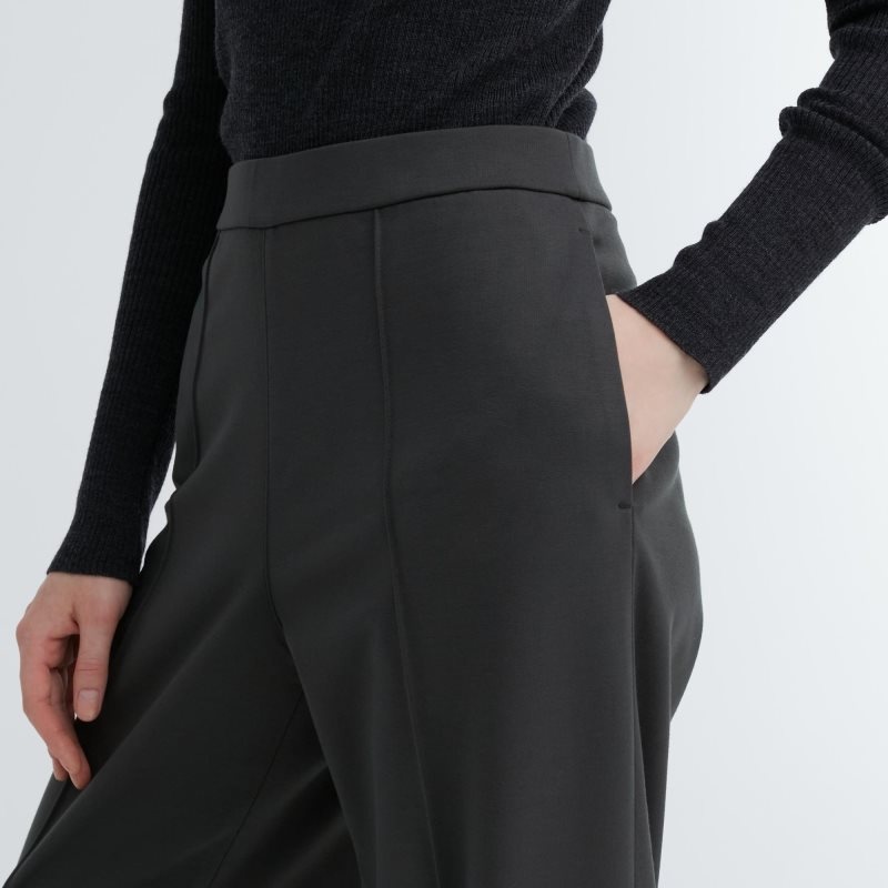 Black Women Uniqlo Easy Wide Straight Pants | USA SBKUF-2108