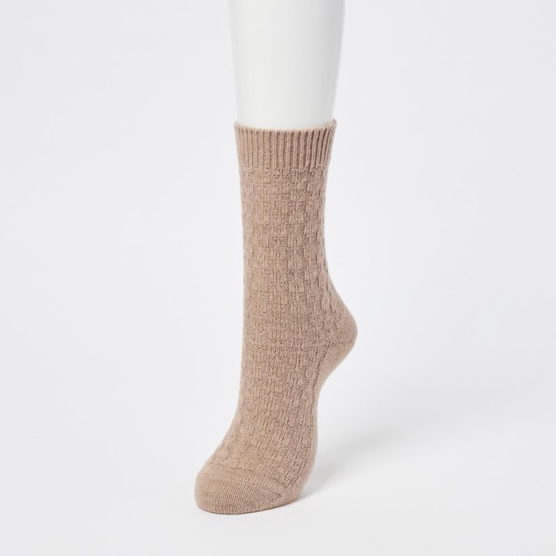 Black Women Uniqlo Heattech Cable Socks | USA SHGIT-6824