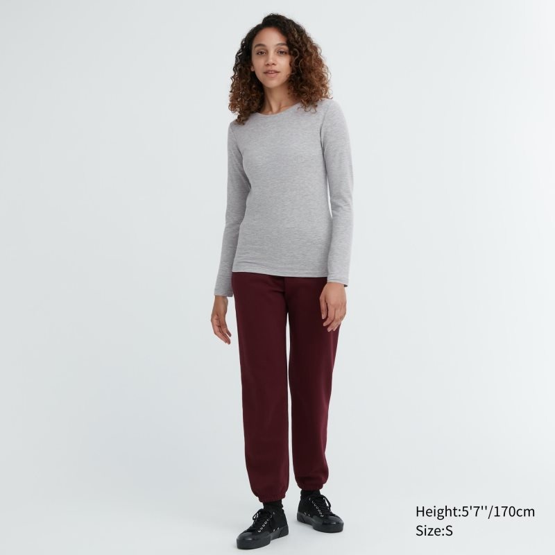 Black Women Uniqlo Heattech Cotton Crew Neck Long-sleeve (Extra Warm) T Shirts | USA ESBTR-4205