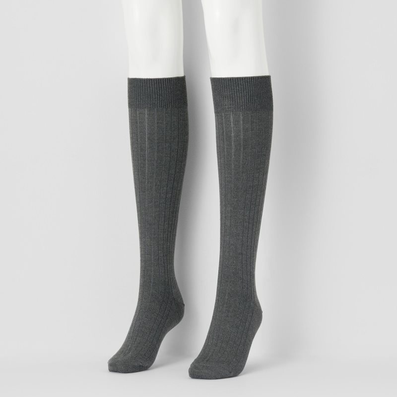 Black Women Uniqlo Heattech Knee-high Ribbed Socks | USA IXLUN-1723