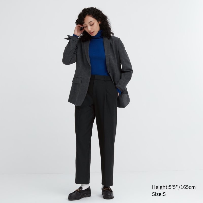 Black Women Uniqlo Heattech Pleated Tapered Pants | USA VYFDX-8730