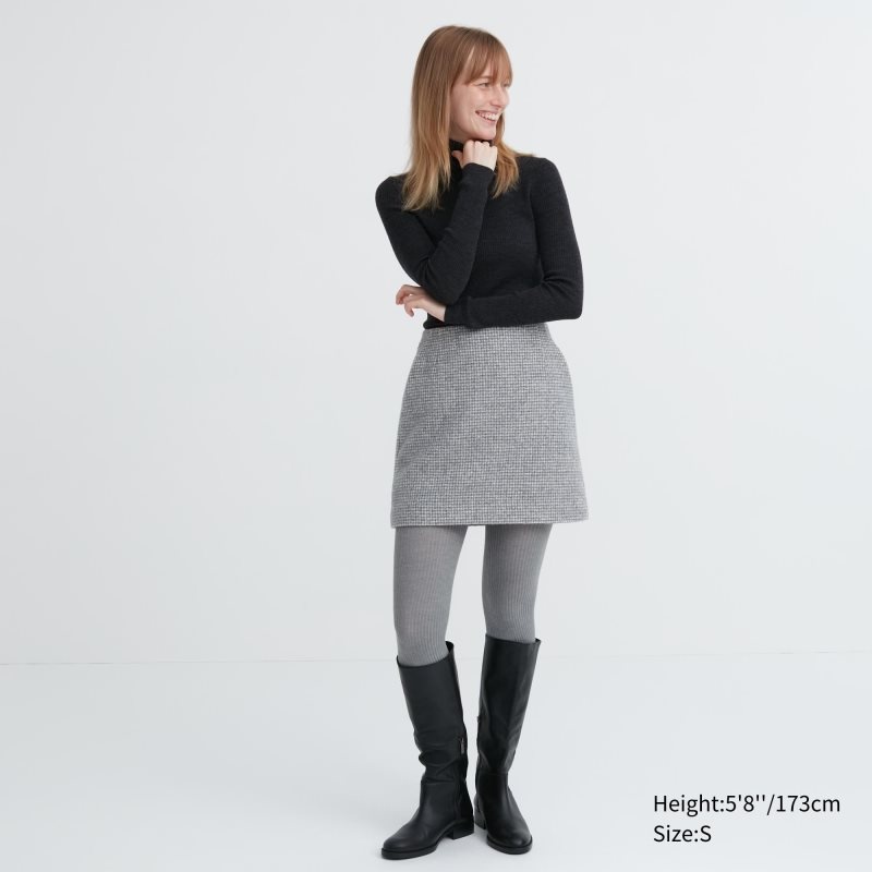 Black Women Uniqlo Heattech Ribbed Knitted Tight | USA YWVEH-8936