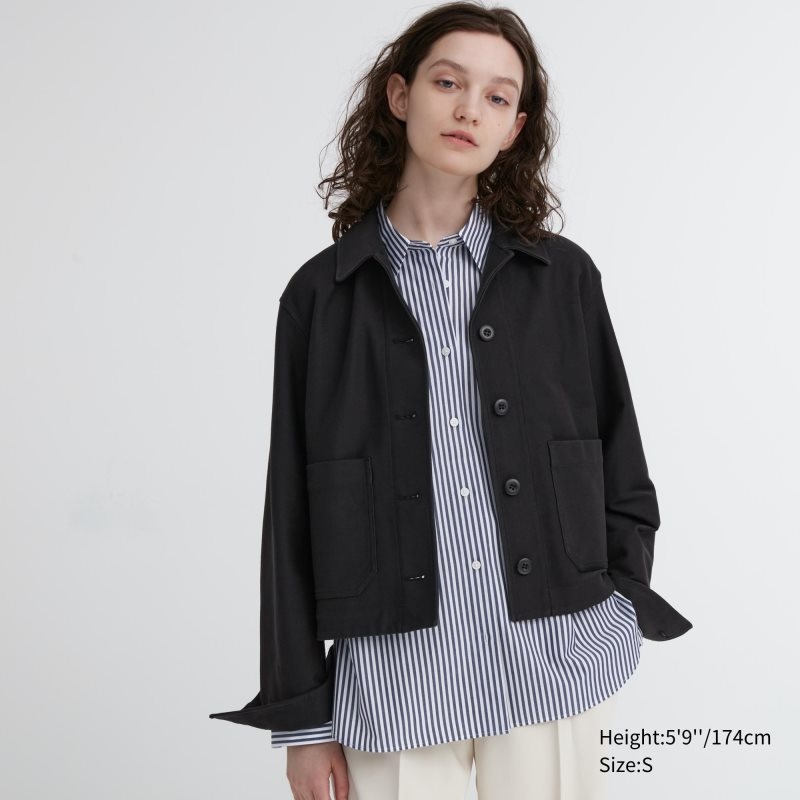 Black Women Uniqlo Jersey Relaxed Jackets | USA HTARD-2519