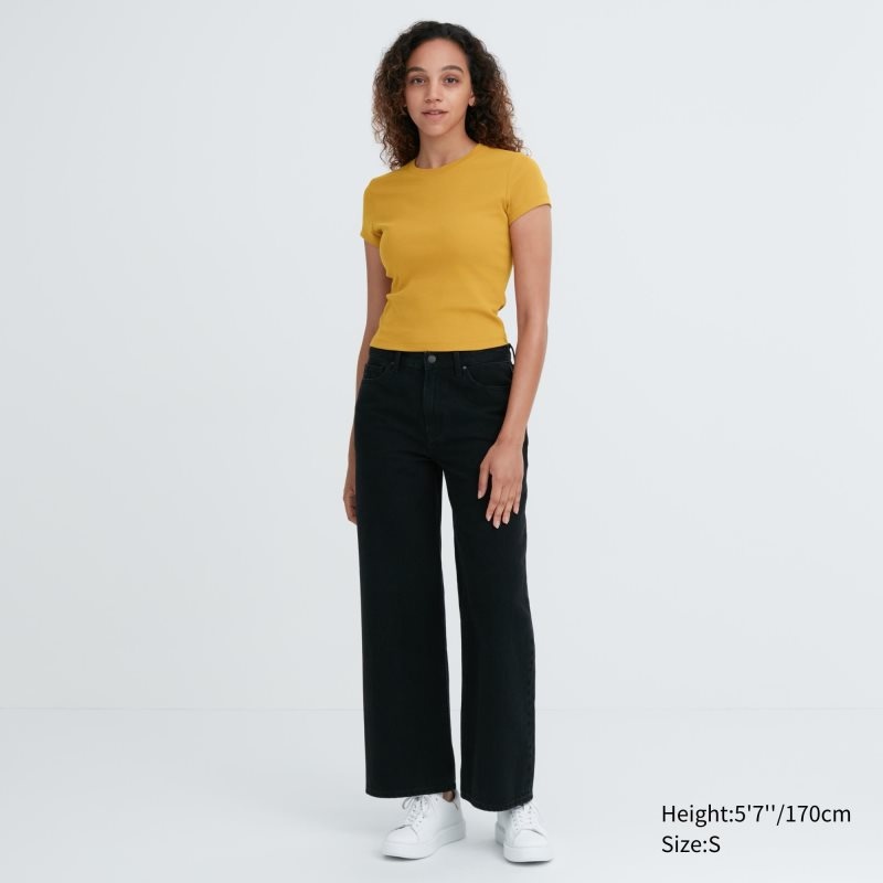 Black Women Uniqlo Mini Short-sleeve T Shirts | USA EOWSV-6521