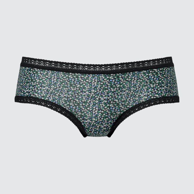 Black Women Uniqlo Mini-flower Print Underwear | USA KZSXH-8457