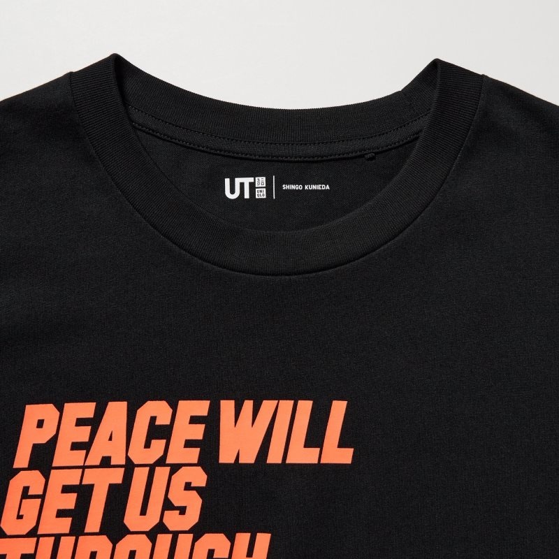 Black Women Uniqlo Peace For All (Shingo Kunieda) (Short Sleeve Graphic) T Shirts | USA SWKLM-2183