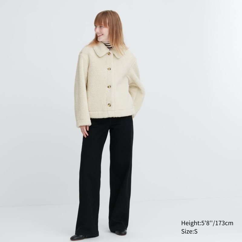 Black Women Uniqlo Pile-lined Fleece Jackets | USA IZNQE-6842