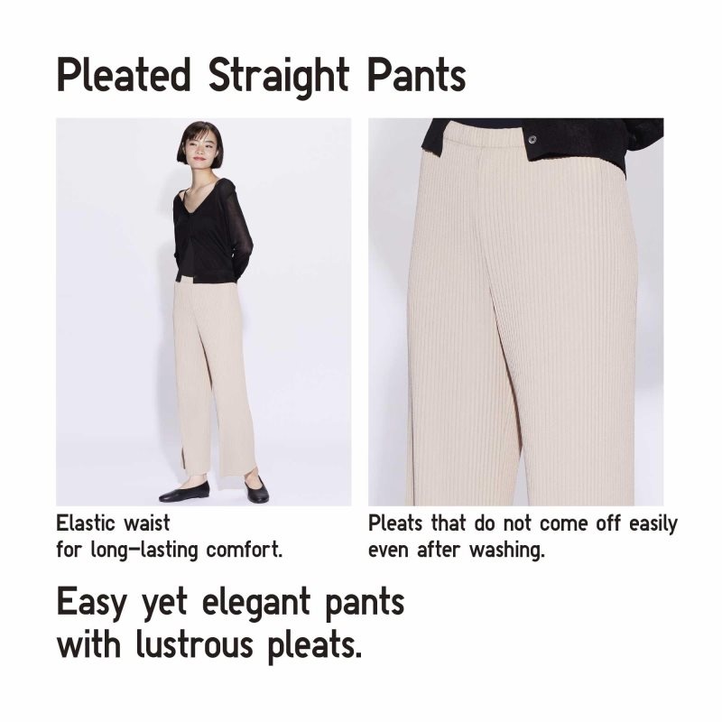 Black Women Uniqlo Pleated Straight Pants | USA UGFAW-5091