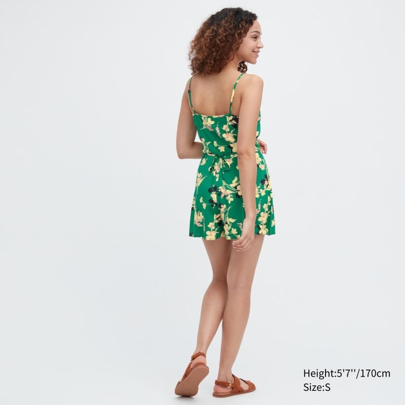 Black Women Uniqlo Printed Camisole Romper Dress | USA MWRSK-1860