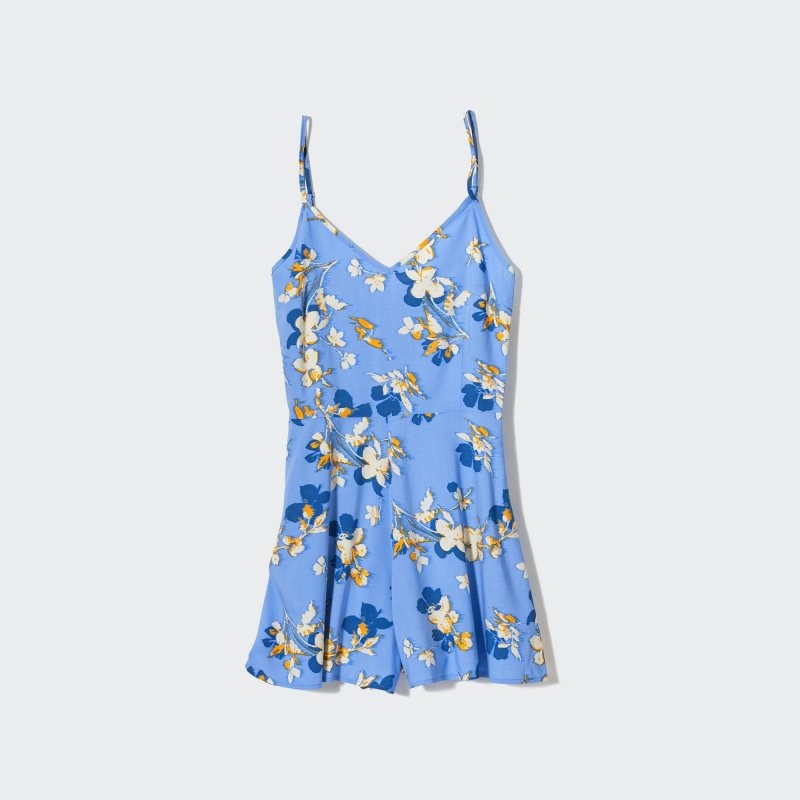 Black Women Uniqlo Printed Camisole Romper Dress | USA MWRSK-1860