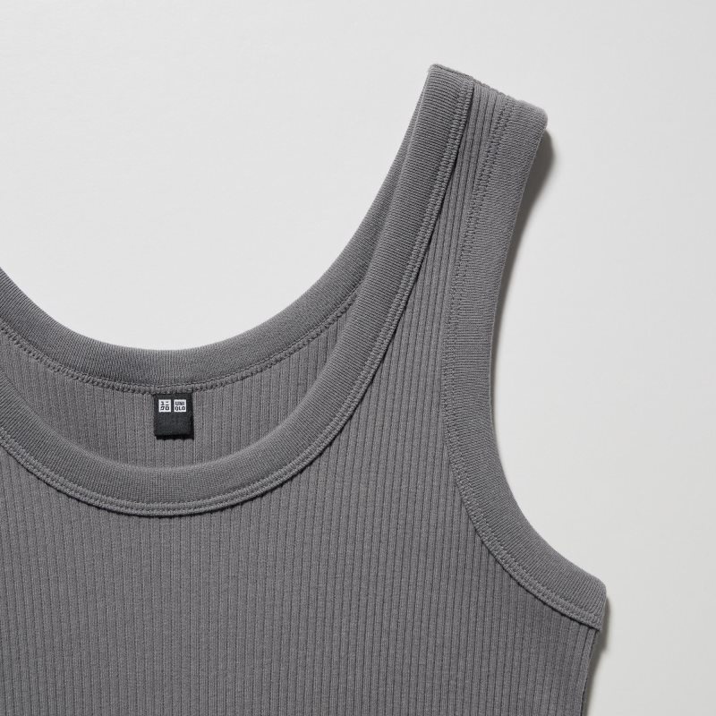 Black Women Uniqlo Ribbed Tank Tops | USA SZDFA-1024