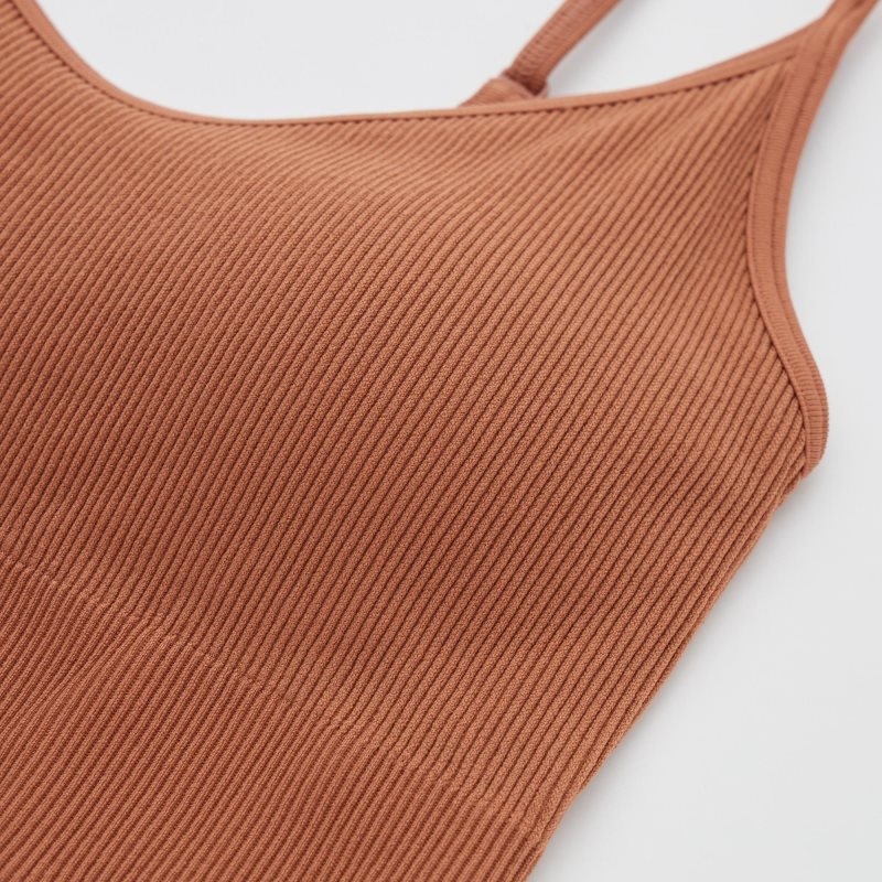 Black Women Uniqlo Seamless Half Camisole Bras | USA ZGXYF-2645