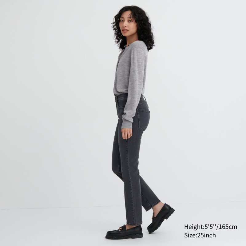 Black Women Uniqlo Slim Straight Jeans | USA AJTBE-6270