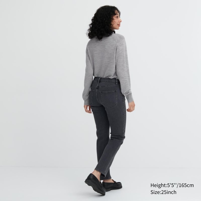 Black Women Uniqlo Slim Straight Jeans | USA AJTBE-6270