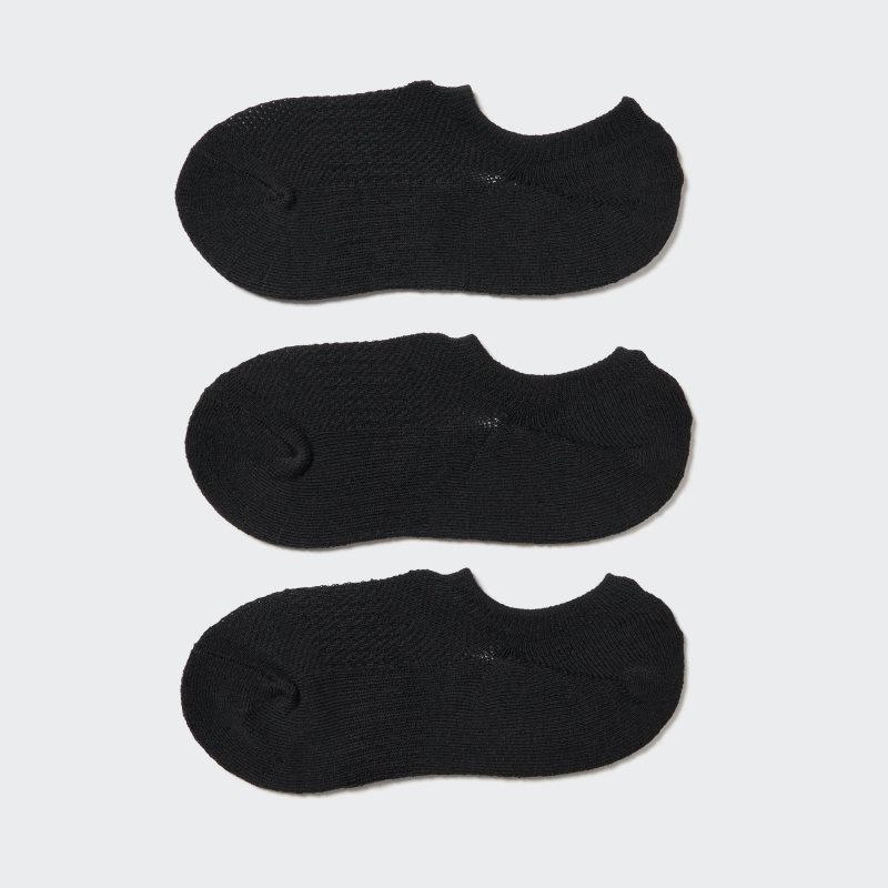 Black Women Uniqlo Sport Footsies (3 Pairs) Socks | USA QFZDV-6381