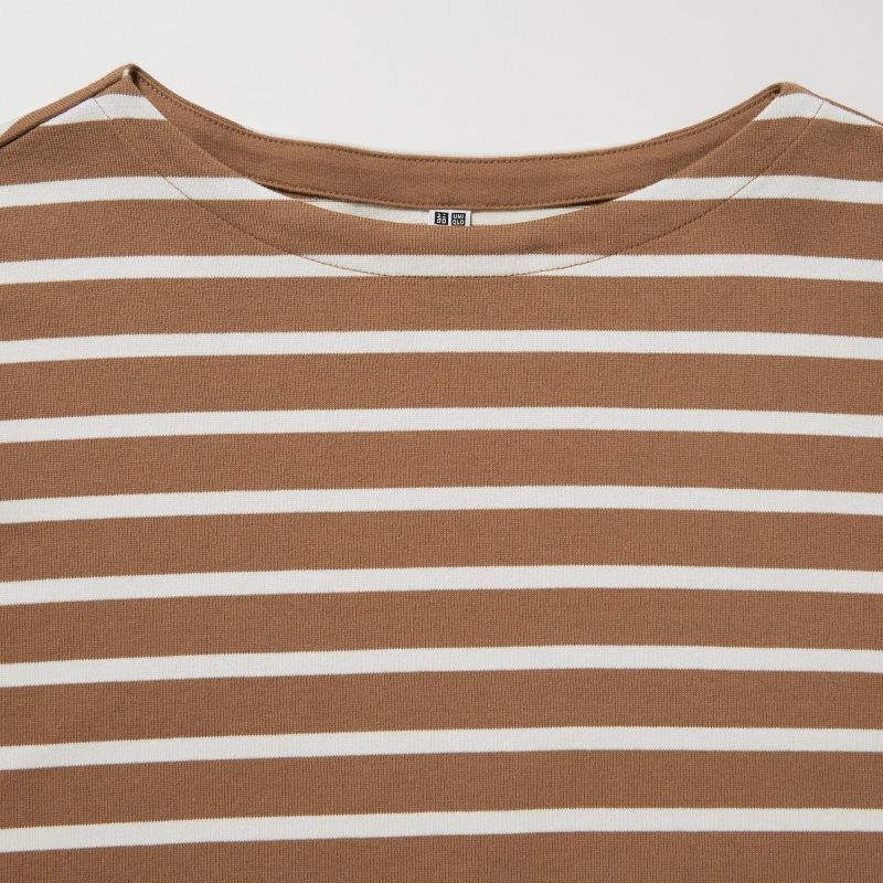 Black Women Uniqlo Striped Long Sleeve T Shirts | USA XKTMP-7859