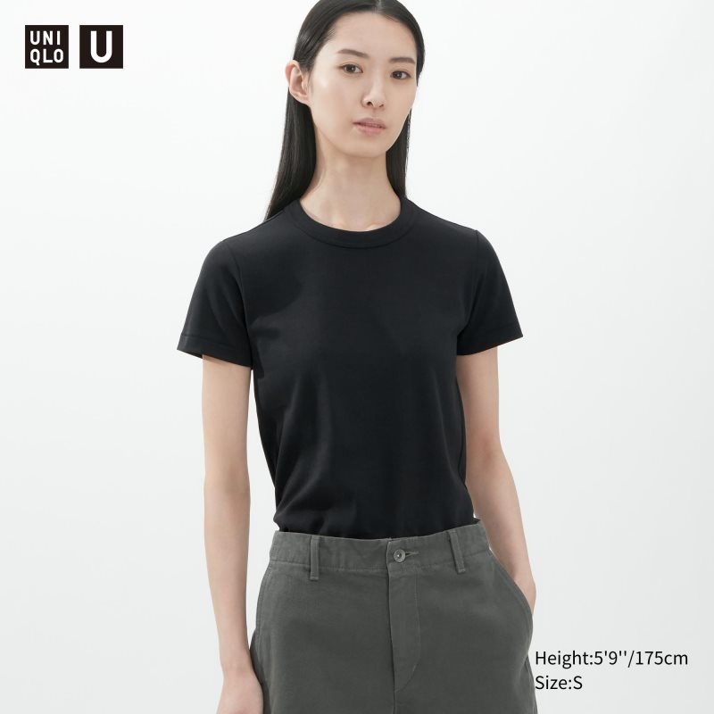 Black Women Uniqlo U Crew Neck Short-sleeve T Shirts | USA ESZIT-3127