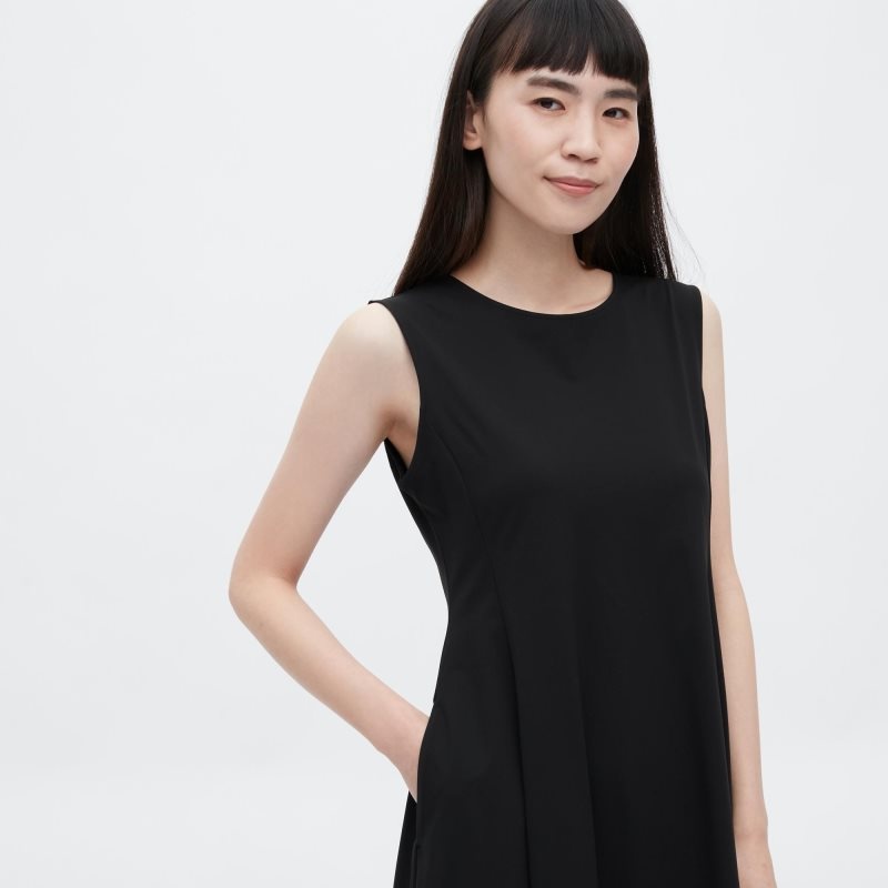 Black Women Uniqlo Ultra Stretch Airism Sleeveless Dress | USA CUSXJ-1056