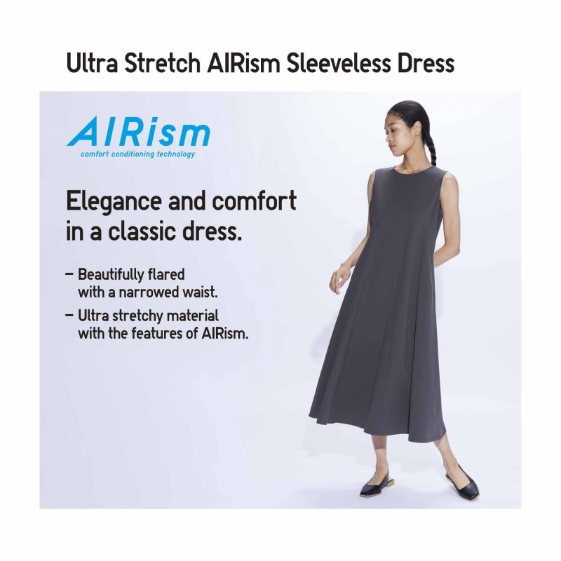 Black Women Uniqlo Ultra Stretch Airism Sleeveless Dress | USA CUSXJ-1056