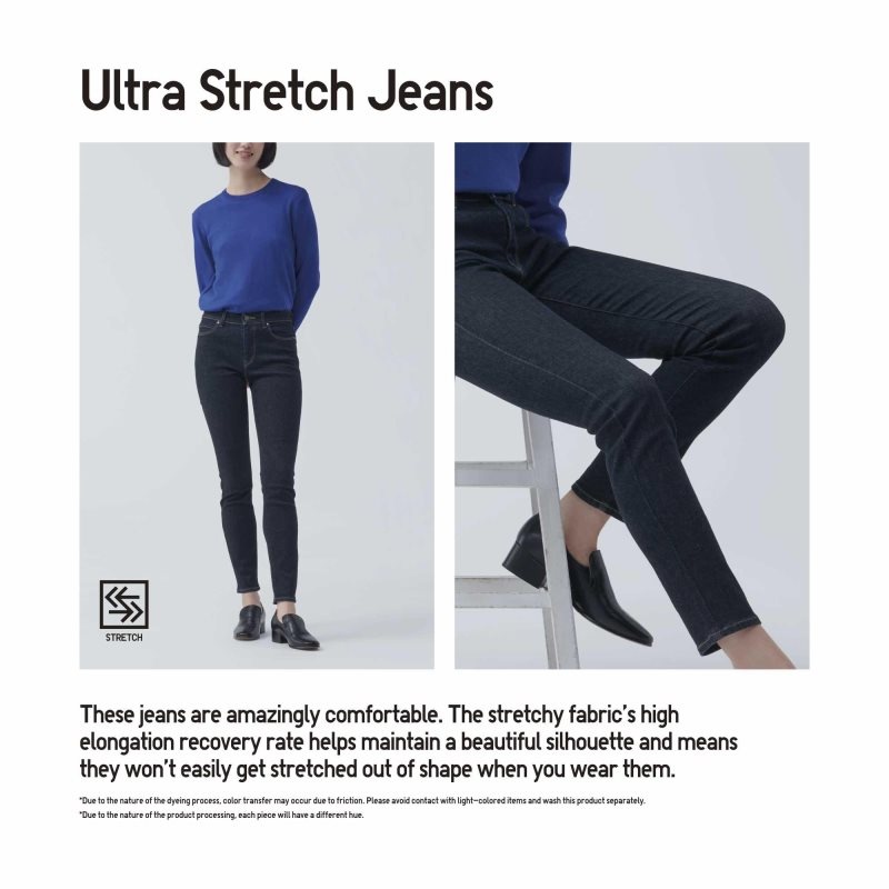 Black Women Uniqlo Ultra Stretch Jeans | USA RIQHY-4239