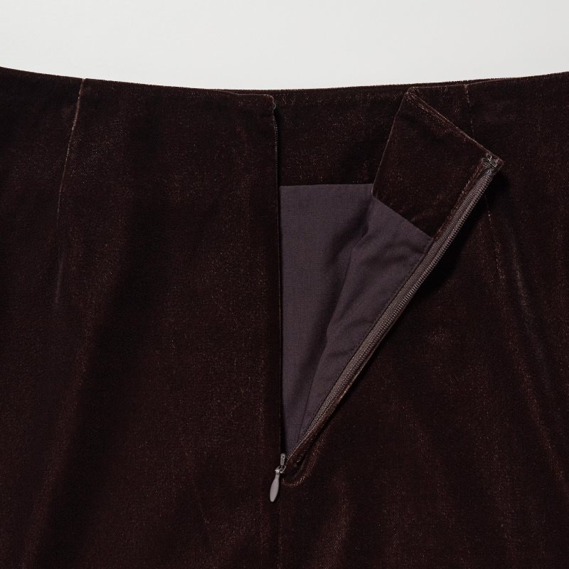 Black Women Uniqlo Velvet Narrow Skirts | USA SLAYK-9357