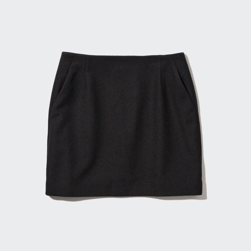 Black Women Uniqlo Wool Blend Mini Skirts | USA ABQNZ-8594