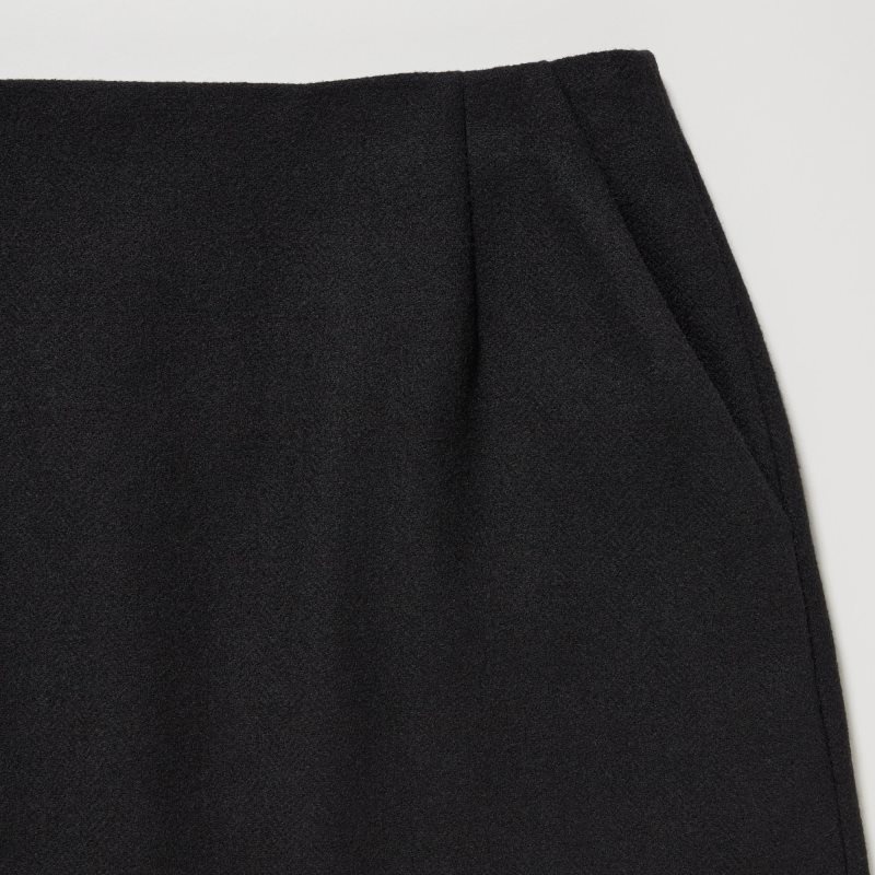 Black Women Uniqlo Wool Blend Mini Skirts | USA ABQNZ-8594