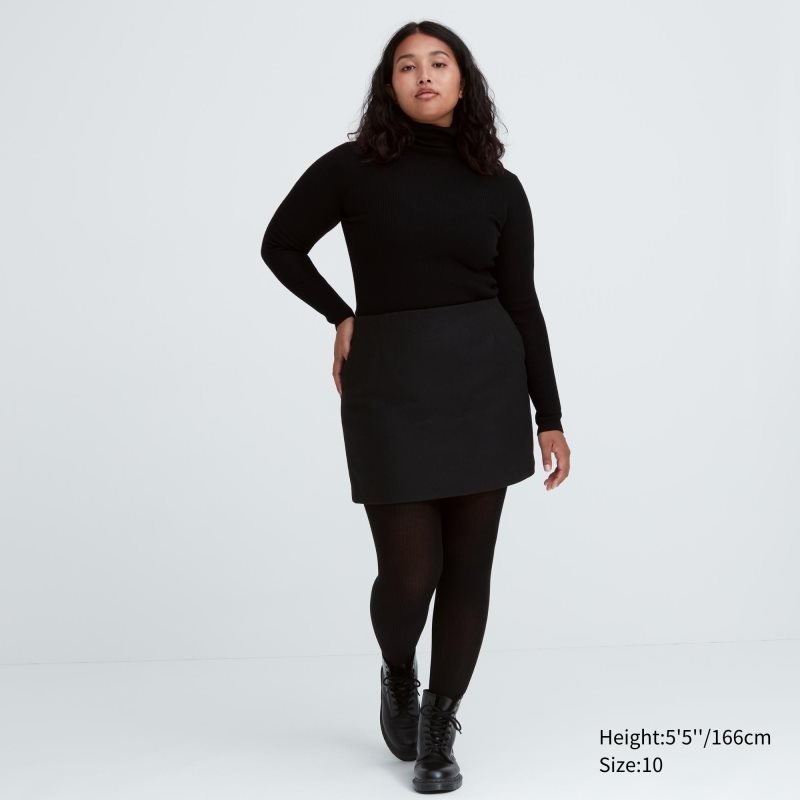 Black Women Uniqlo Wool Blend Mini Skirts | USA ABQNZ-8594