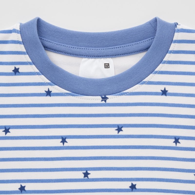 Blue Baby Uniqlo Soft Stretch Cotton Long-sleeve (Star And Stripe) Pajamas | USA NYRJT-7256