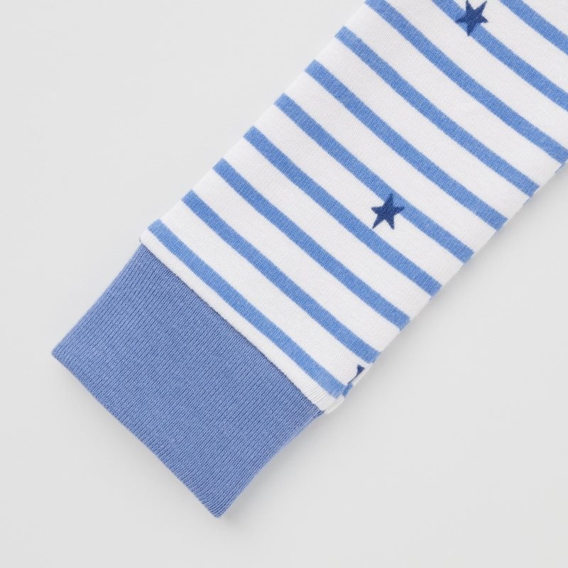 Blue Baby Uniqlo Soft Stretch Cotton Long-sleeve (Star And Stripe) Pajamas | USA NYRJT-7256